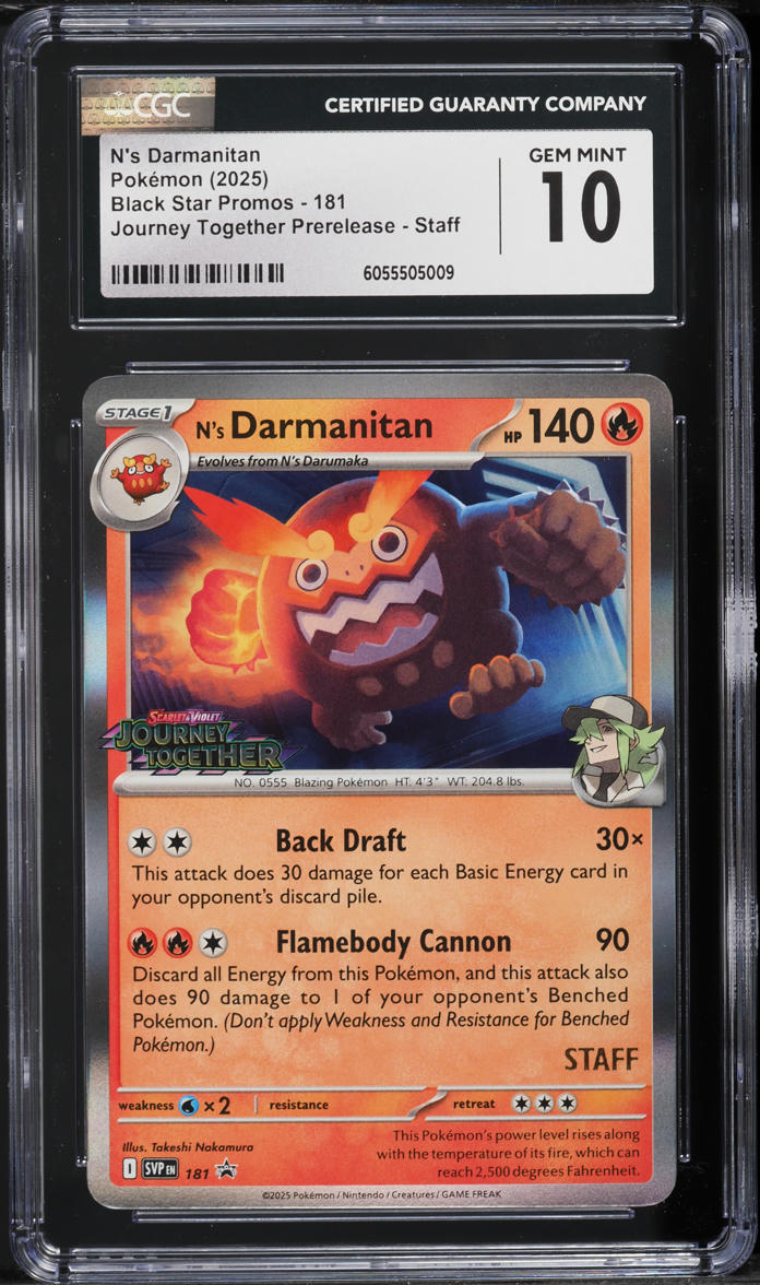 2025 Pokemon SV Promo Journey Together Prerelease Staff N's Darmanitan #181 CGC 10 GEM MINT