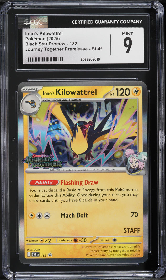 2025 Pokemon SV Promo Journey Together Prerelease Staff Iono's Kilowattrel #182 CGC 9 MINT