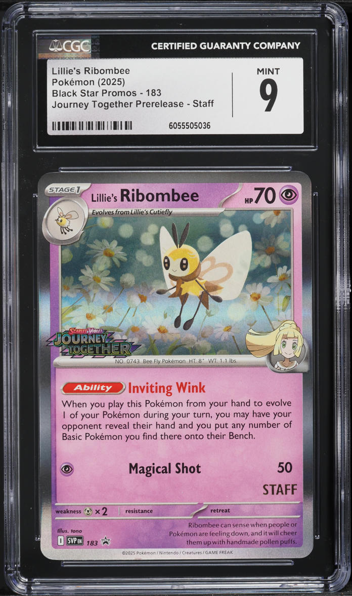 2025 Pokemon SV Promo Journey Together Prerelease Staff Lillie's Ribombee #183 CGC 9 MINT