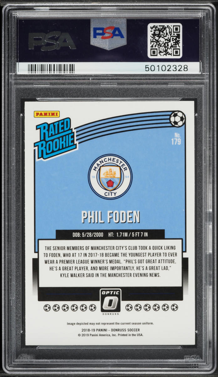 2018 Donruss Optic Phil Foden ROOKIE #179 PSA 10 GEM MINT on