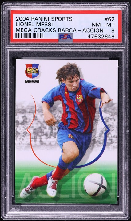 リオネルメッシ　ルーキーカード 2004 Panini Mega Cracks 2004 Panini Sports Mega Cracks La Liga Lionel Messi ROOKIE #71 PSA