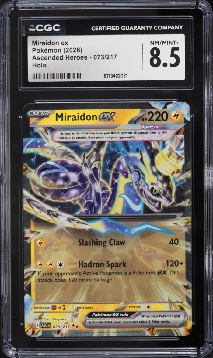 2026 Pokemon Mega Evolution Ascended Heroes Holo Miraidon Ex #73 CGC 8.5 NM-MT+