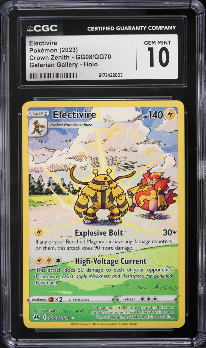2023 Pokemon Sword & Shield Crown Zenith Galarian Gallery Full Art Electivire #GG08 CGC 10 GEM