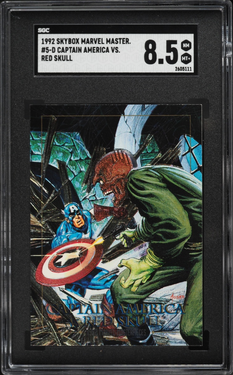 1992 #5-D Skybox Marvel Masterpieces Battle Spectra Captain America Vs Red Skull SGC 8.5 NM-MT+