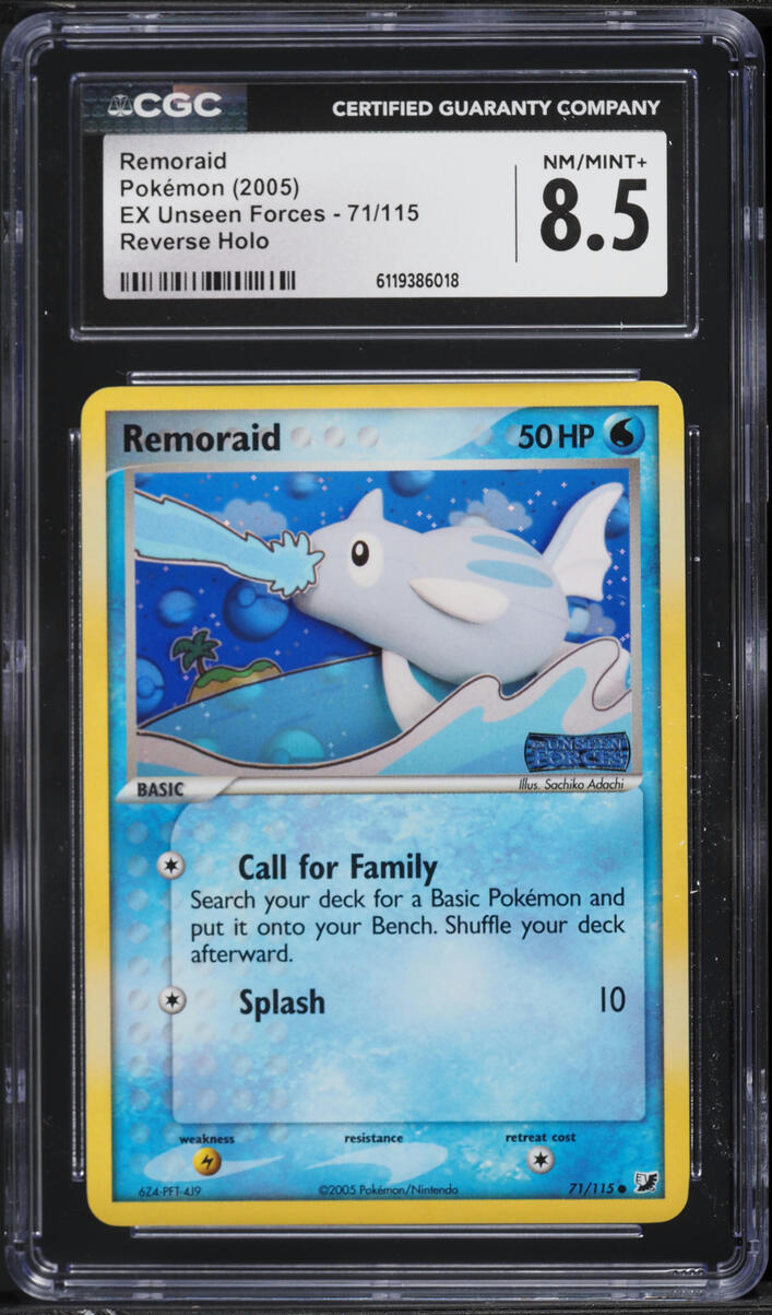 2005 Pokemon EX Unseen Forces Reverse Holo Remoraid #71 CGC 8.5 NM-MT+
