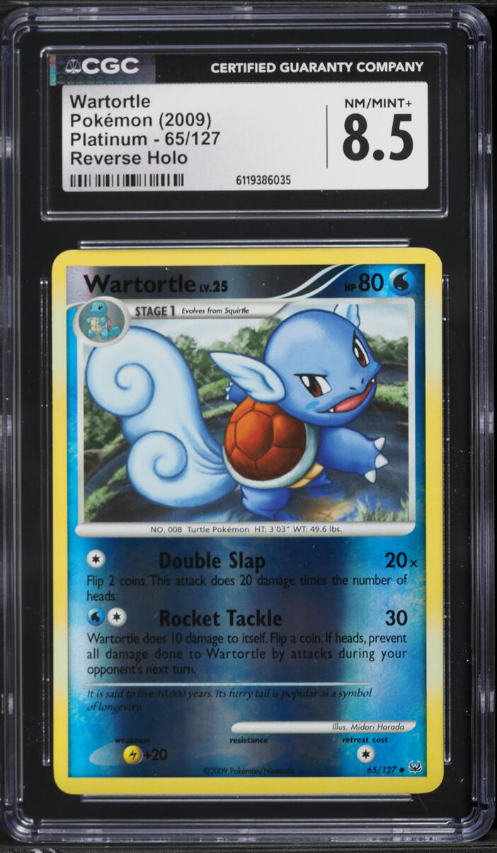 2009 Pokemon Platinum Reverse Holo Wartortle #65 CGC 8.5 NM-MT+