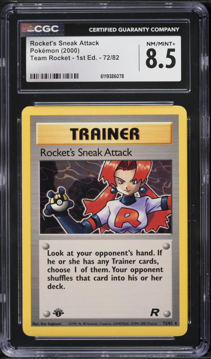 2000 Pokemon Team Rocket 1st Edition Rocket's Sneak Attack #72 CGC 8.5 NM-MT+