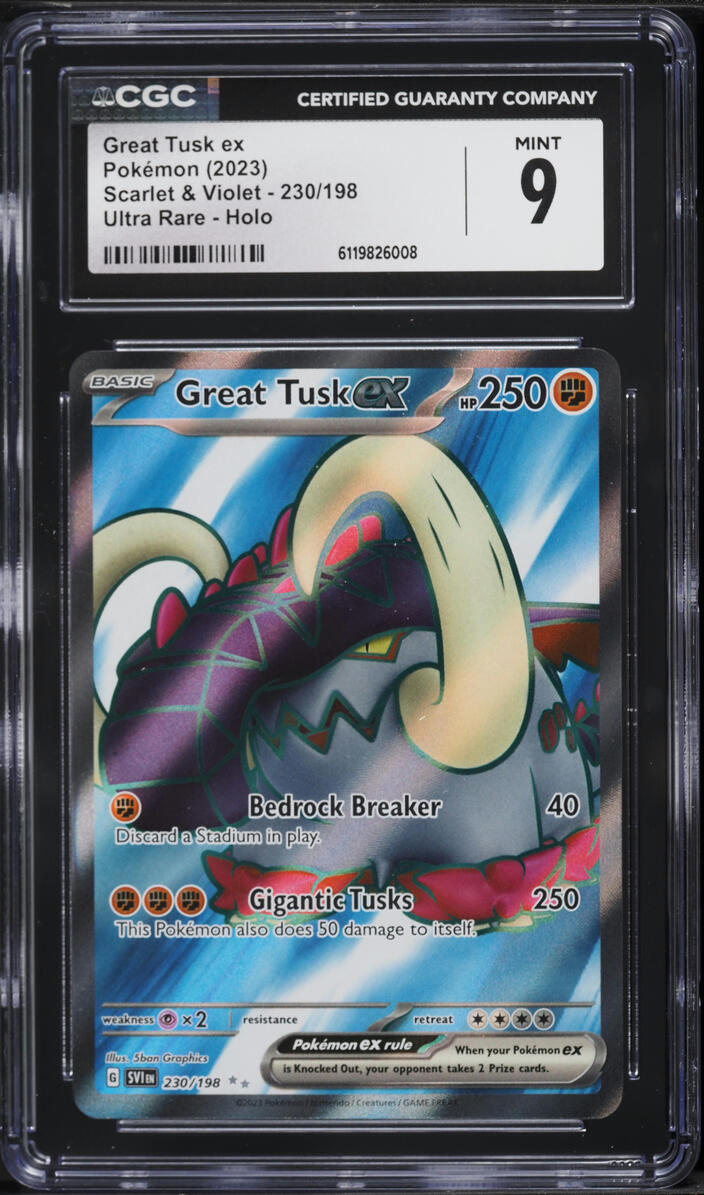 2023 Pokemon Scarlet & Violet Full Art Great Tusk EX #230 CGC 9 MINT