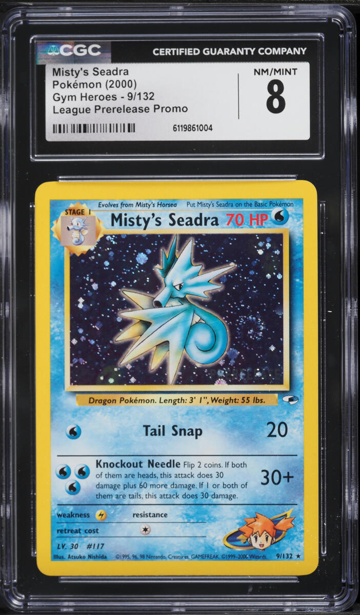 2000 Pokemon Gym Heroes League Prerelease Promo Holo Misty's Seadra #9 CGC 8 NM-MT