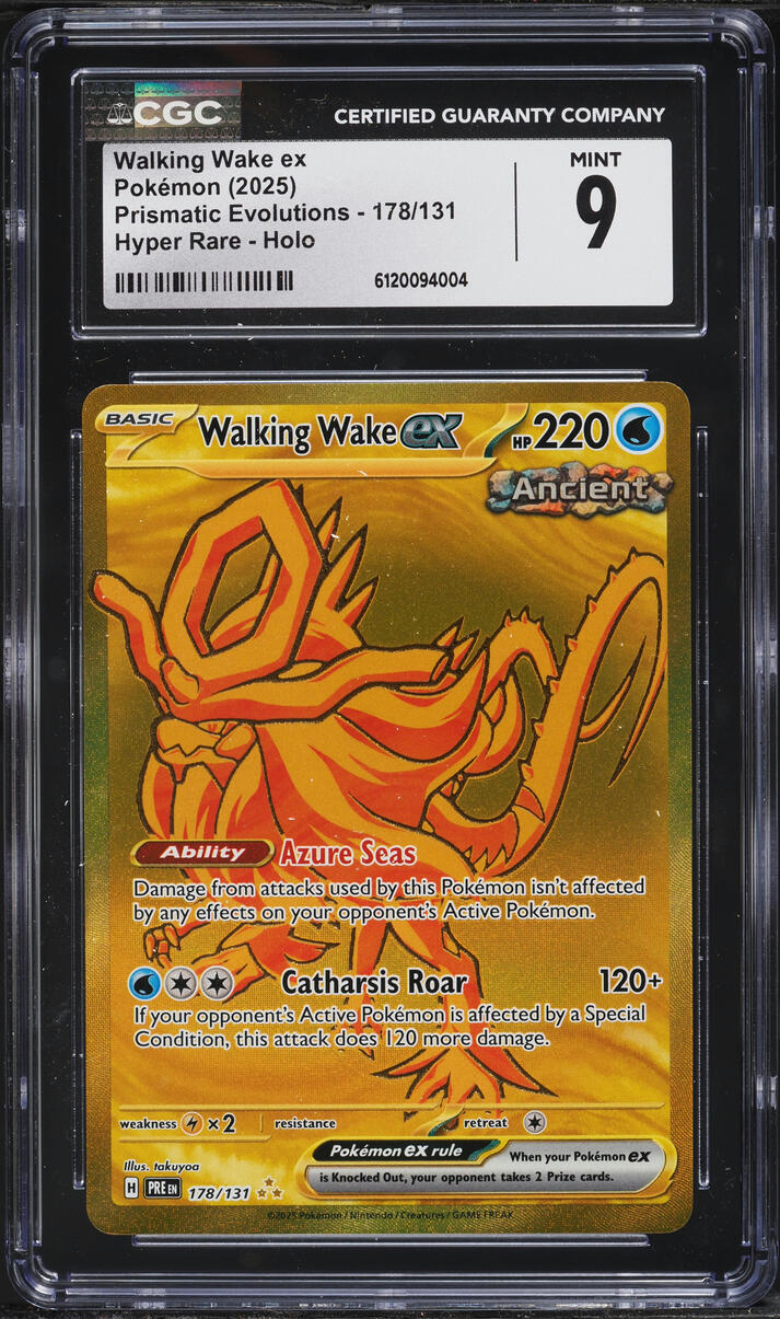 2025 Pokemon Scarlet & Violet Prismatic Evolutions Gold Rare Walking Wake ex #178 CGC 9 MINT