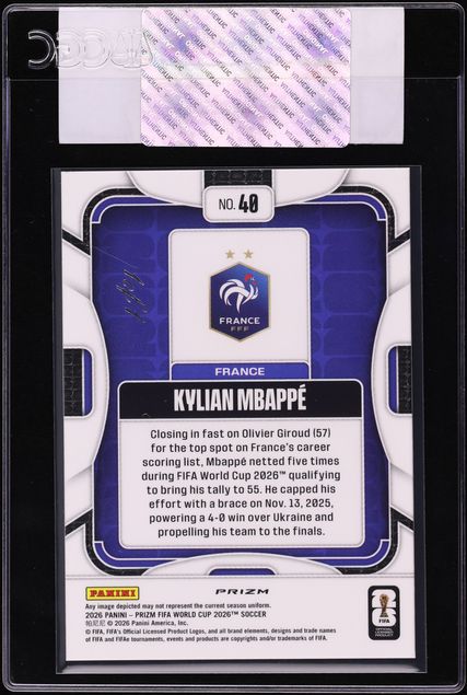 2026 Panini Prizm World Cup Black Kylian Mbappe 1/1 #40 CGC AUTH