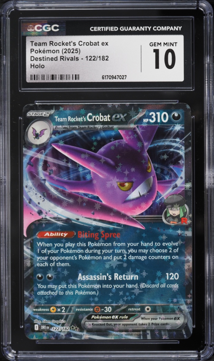 2025 Pokemon Scarlet & Violet Destined Rivals Holo Team Rocket's Crobat ex #122 CGC 10 GEM MINT