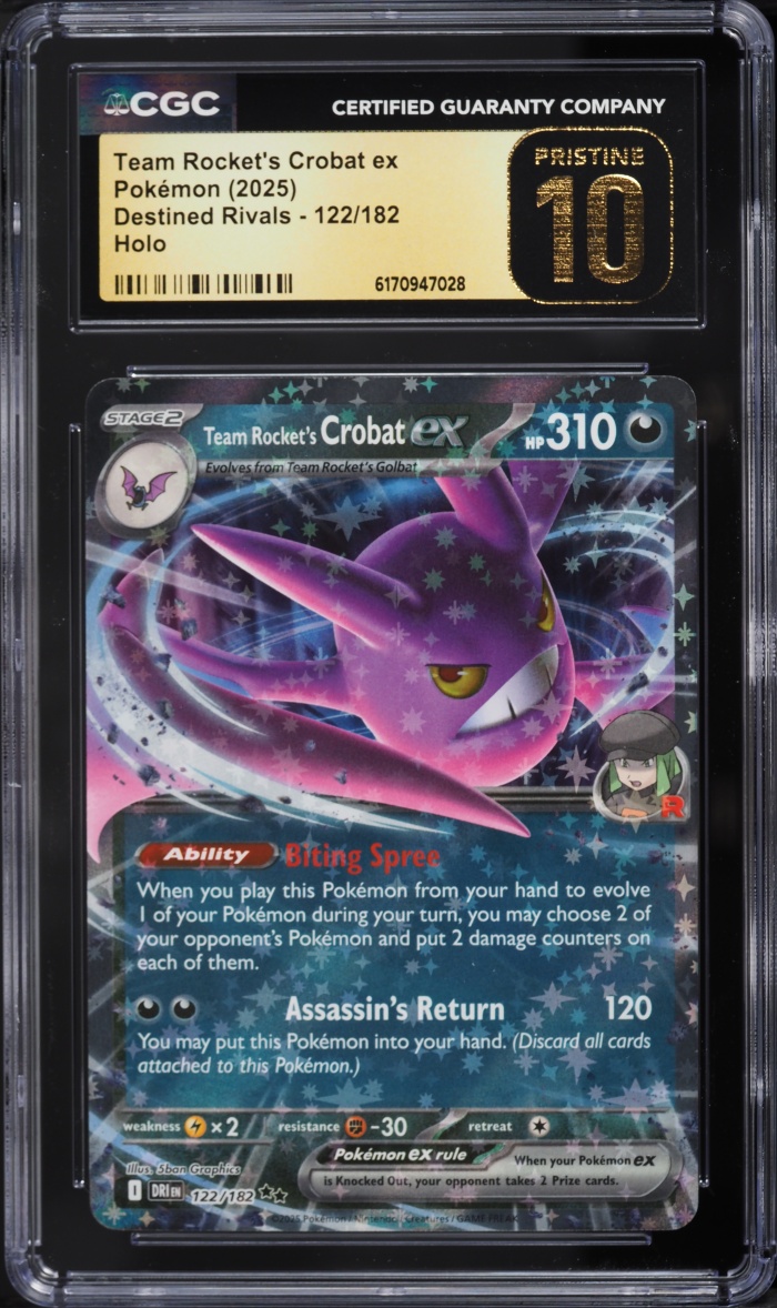 2025 Pokemon Scarlet & Violet Destined Rivals Holo Team Rocket's Crobat ex #122 CGC 10 PRISTINE