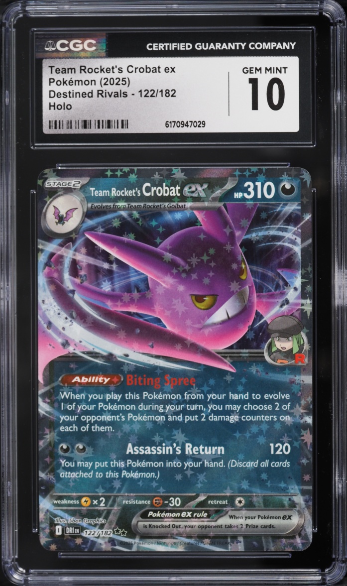 2025 Pokemon Scarlet & Violet Destined Rivals Holo Team Rocket's Crobat ex #122 CGC 10 GEM MINT
