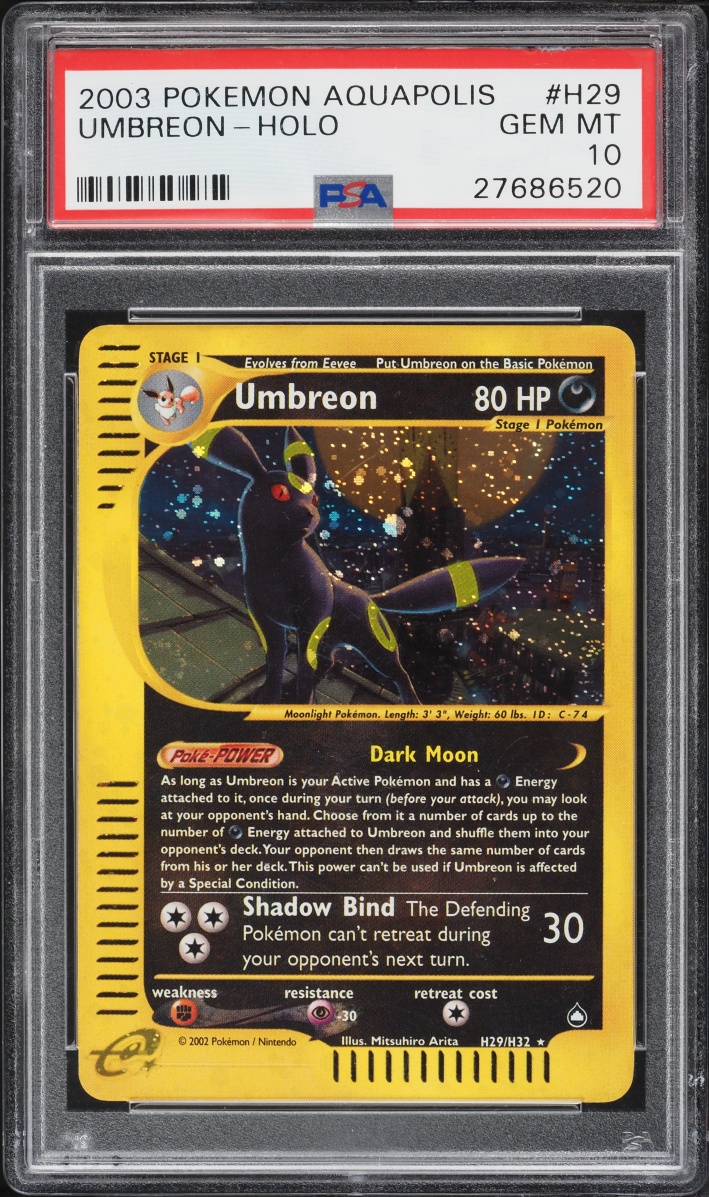 2003 Pokemon Aquapolis Holo Umbreon #H29 PSA 10 GEM MINT