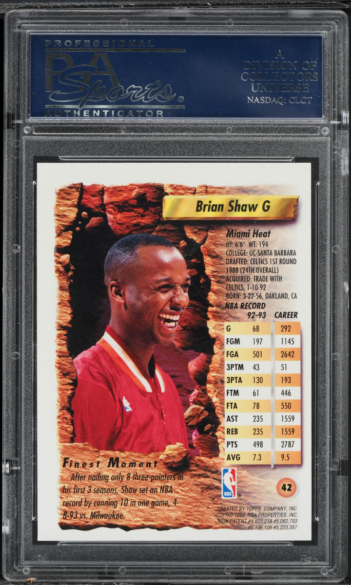 1993 Finest Refractor Brian Shaw #42 PSA 10 GEM MINT