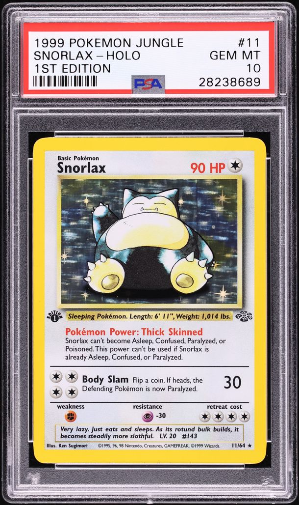 1999 Pokemon Jungle 1st Edition Holo Snorlax #11 PSA 10 GEM MINT