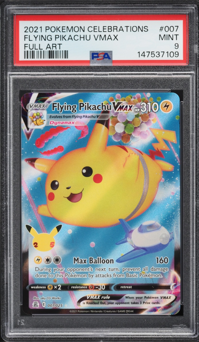 2021 Pokemon Sword & Shield Celebrations Full Art Flying Pikachu VMAX #7 PSA 9 MINT