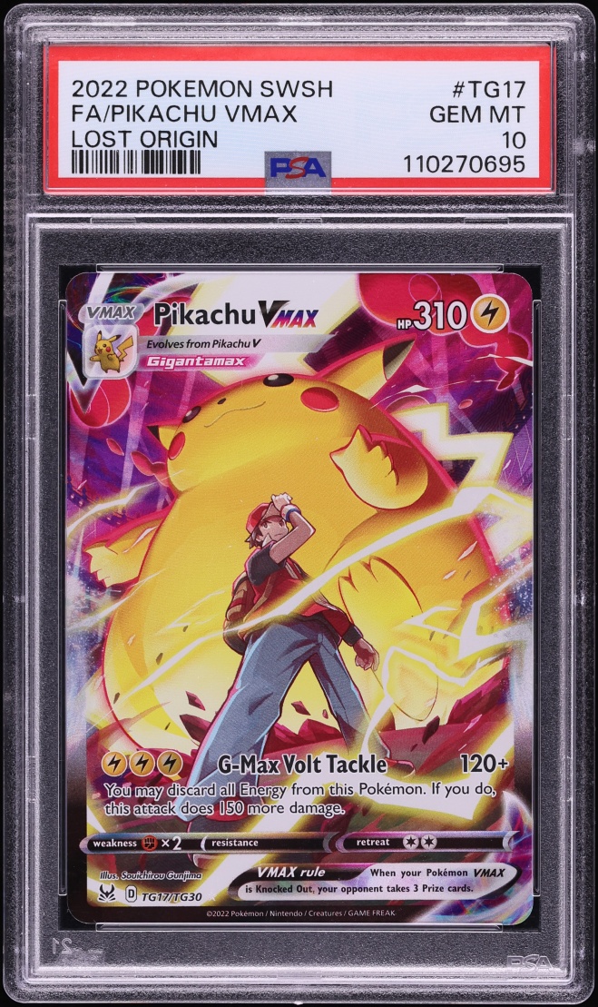 2022 Pokemon Sword & Shield Lost Origin Full Art Pikachu VMAX #TG17 PSA 10 GEM MINT