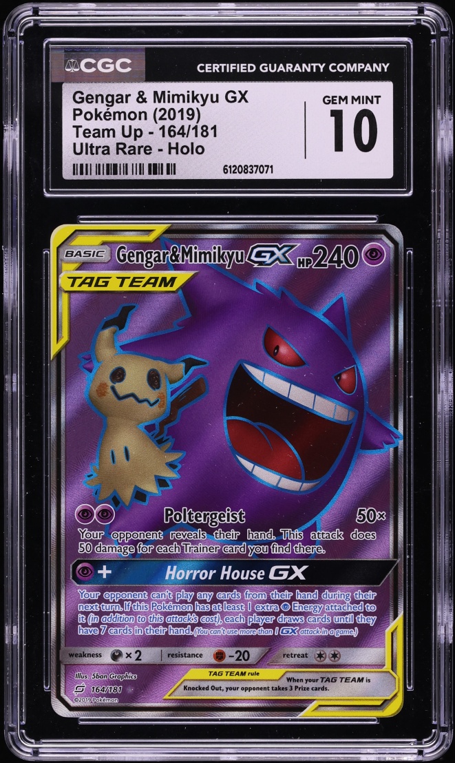 2019 Pokemon Sun & Moon Team Up Full Art Gengar & Mimikyu GX #164 CGC 10 GEM MINT