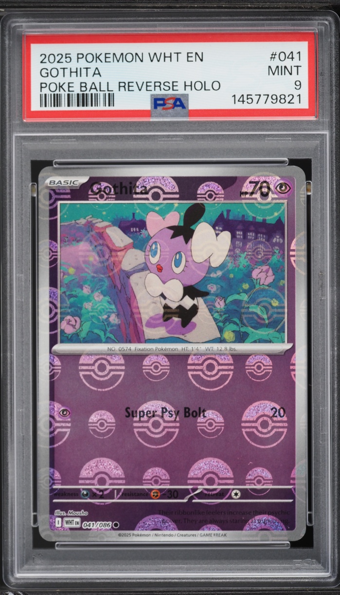 2025 Pokemon Scarlet & Violet White Flare Poke Ball Reverse Holo Gothita #41 PSA 9 MINT