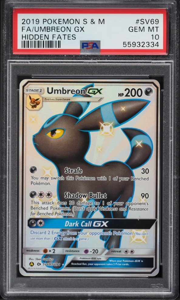 2019 Pokemon Sun & Moon Hidden Fates Shiny Umbreon GX #SV69 PSA 10 GEM MINT
