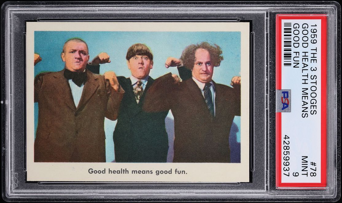 1959 Fleer The 3 Stooges Good Health Means Good Fun #78 PSA 9 MINT