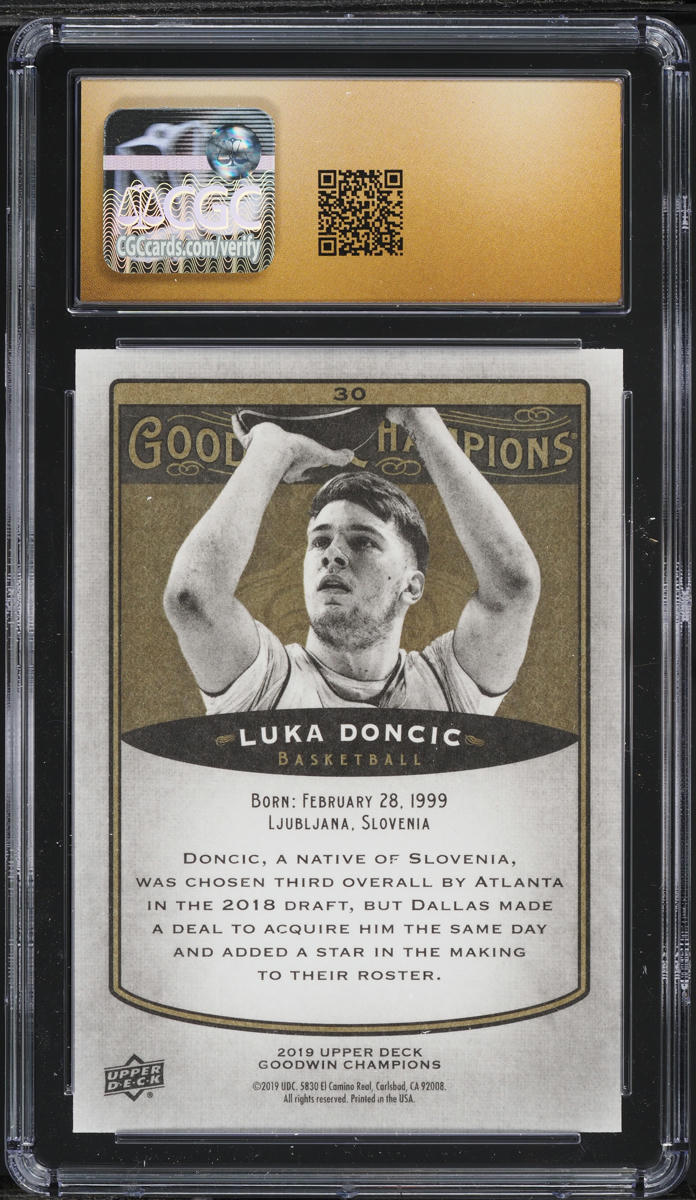 2019 Upper Deck Goodwin Champions Luka Doncic #30 CGC 10 PRISTINE