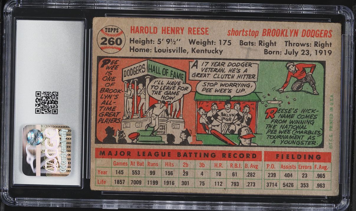 1956 Topps Pee Wee Reese #260 CGC 4 VGEX