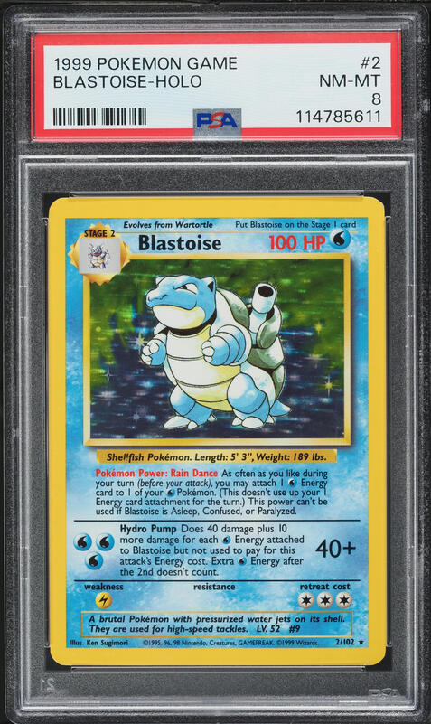 1996 Pokemon Japanese Base Set No Rarity Symbol Holo Blastoise #9