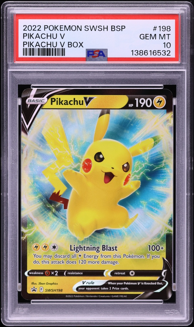 2022 Pokemon Sword & Shield Black Star Promo Pikachu V #SWSH198 PSA 10 GEM MINT