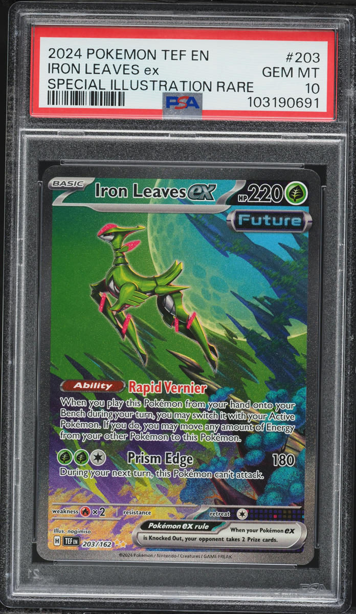 2024 Pokemon Scarlet & Violet Temporal Forces SIR Iron Leaves EX #203 PSA 10 GEM MINT