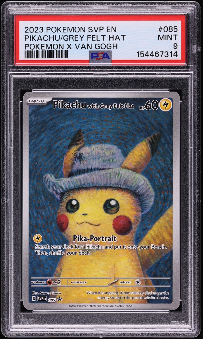 2023 Pokemon Scarlet & Violet Promo Van Gogh Pikachu With Grey Felt Hat #85 PSA 9 MINT