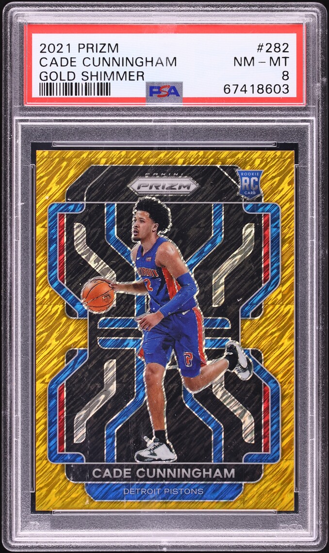 2021 Panini Prizm Gold Shimmer Cade Cunningham ROOKIE /10 #282 PSA 8 NM-MT - Photo 1