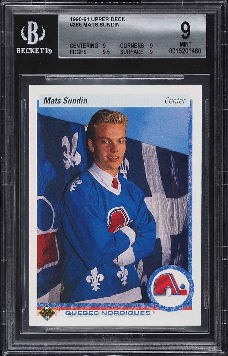 1990 Upper Deck Hockey Mats Sundin ROOKIE #365 BGS 9 MINT