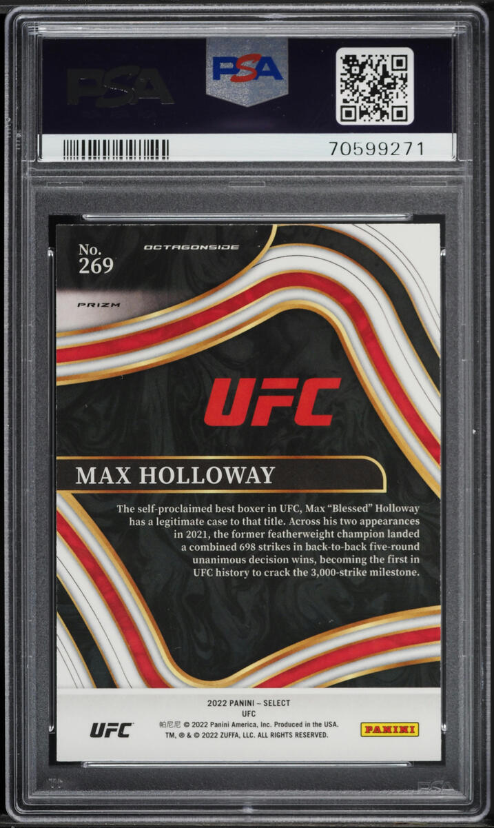 2022 Select Octagonside UFC Silver Prizm Max Holloway #269 PSA 9 MINT