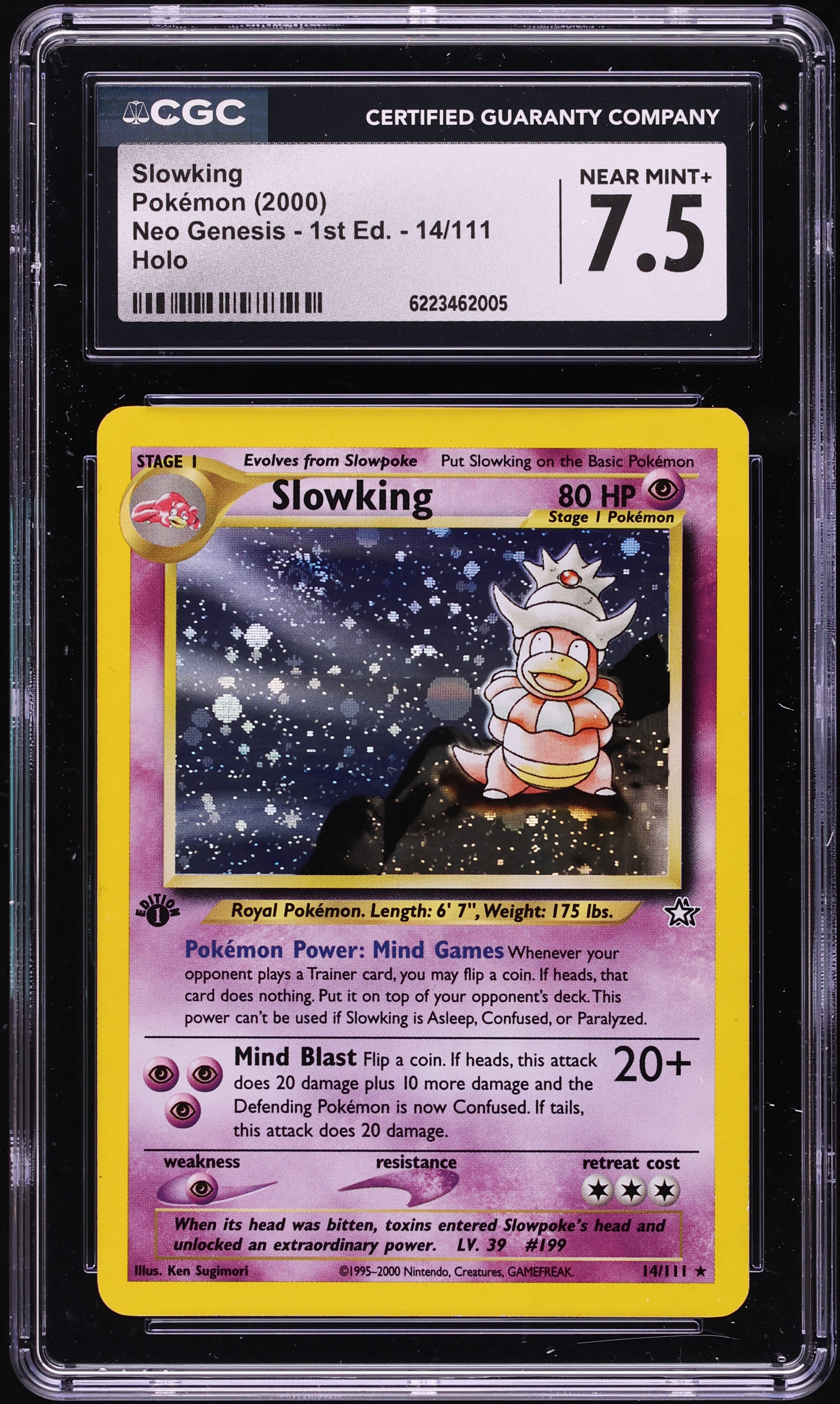 2000 Pokemon Neo Genesis 1st Edition Holo Slowking #14 CGC 7.5 NRMT+