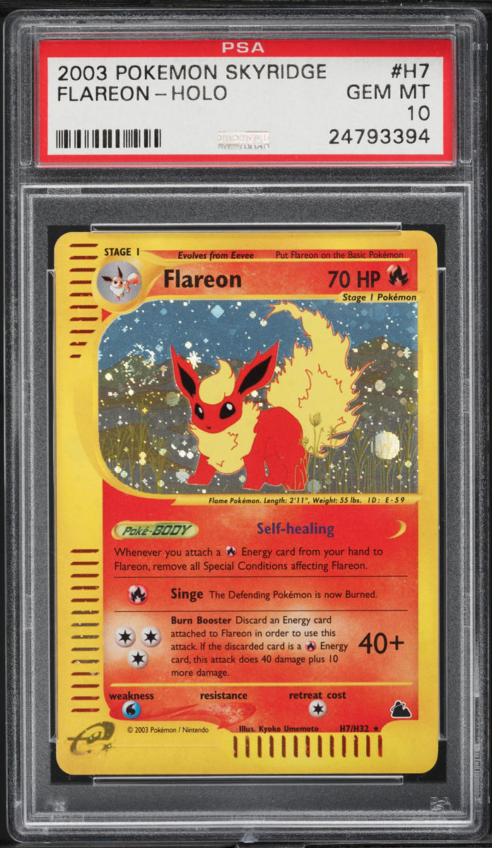2003 Pokemon Skyridge w/ Swirl Holo Flareon #H7 PSA 10 GEM MINT