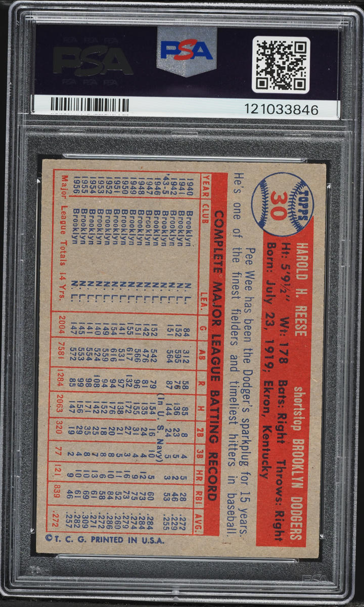 1957 Topps Pee Wee Reese #30 PSA 5 EX