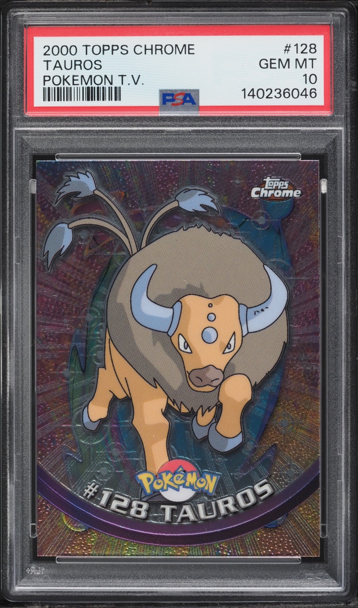 2000 Topps Chrome Pokemon TV Series 2 Tauros #128 PSA 10 GEM MINT