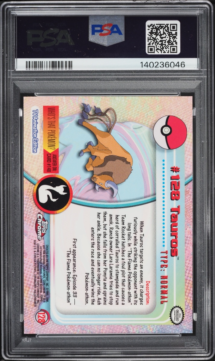 2000 Topps Chrome Pokemon TV Series 2 Tauros #128 PSA 10 GEM MINT