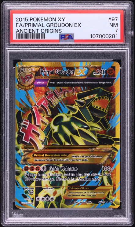2015 Pokemon XY Ancient Origins Full Art Primal Groudon EX #97 PSA 7 NRMT