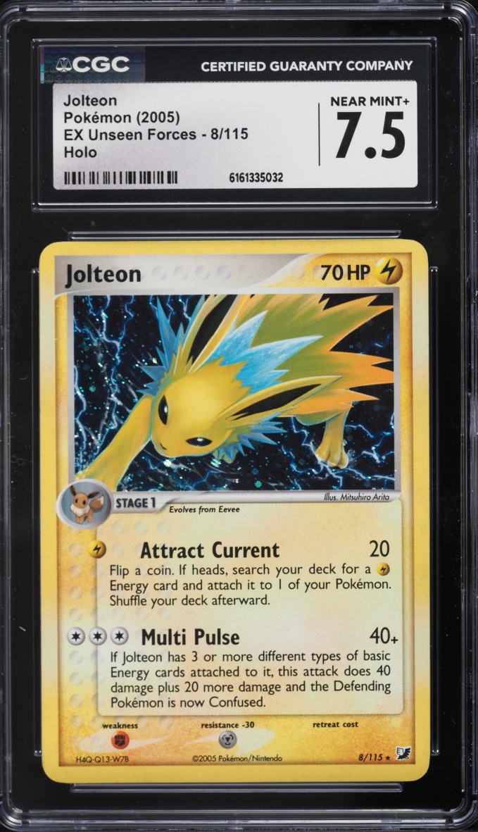 2005 Pokemon EX Unseen Forces Holo Jolteon #8 CGC 7.5 NRMT+