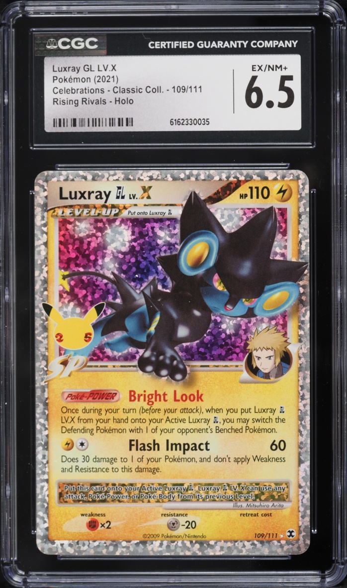 2021 Pokemon Sword & Shield Celebrations Classic Holo Luxray GL Lv.X #109 CGC 6.5 EXMT+
