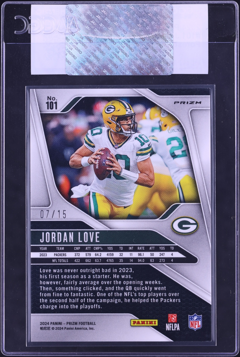 2024 Panini Prizm Forest Camo Jordan Love /15 #101 CGC AUTH