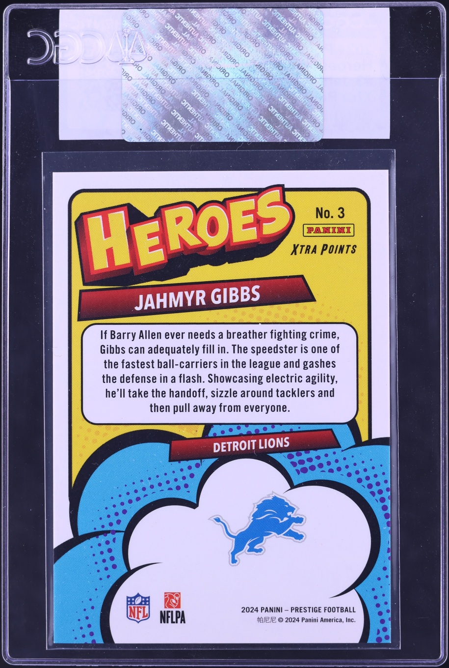 2024 Panini Prestige Heroes Xtra Points Orange Jahmyr Gibbs /50 #3 CGC AUTH
