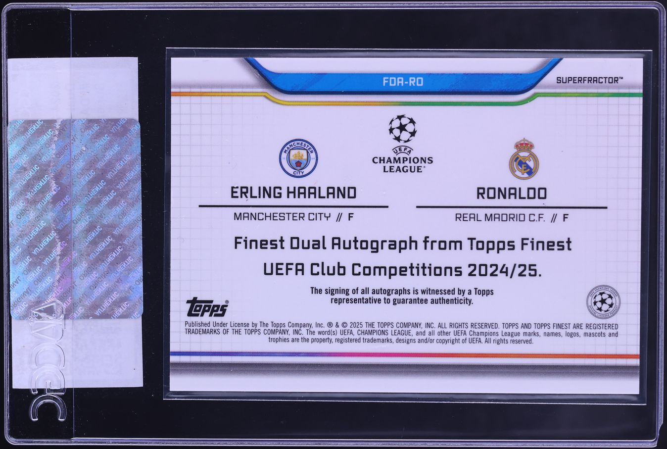 2024 Finest UEFA SuperFractor Erling Haaland Ronaldo AUTO 1/1 #FDA-RO CGC AUTH