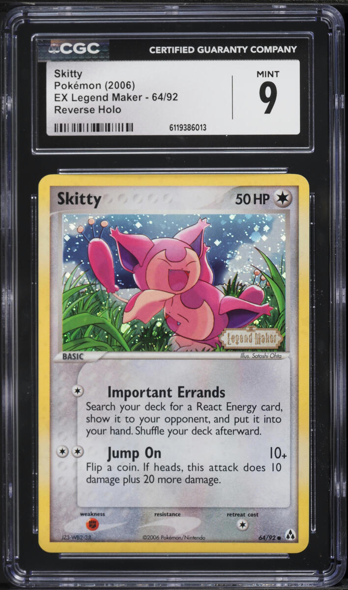 2006 Pokemon EX Legend Maker Reverse Holo Skitty #64 CGC 9 MINT