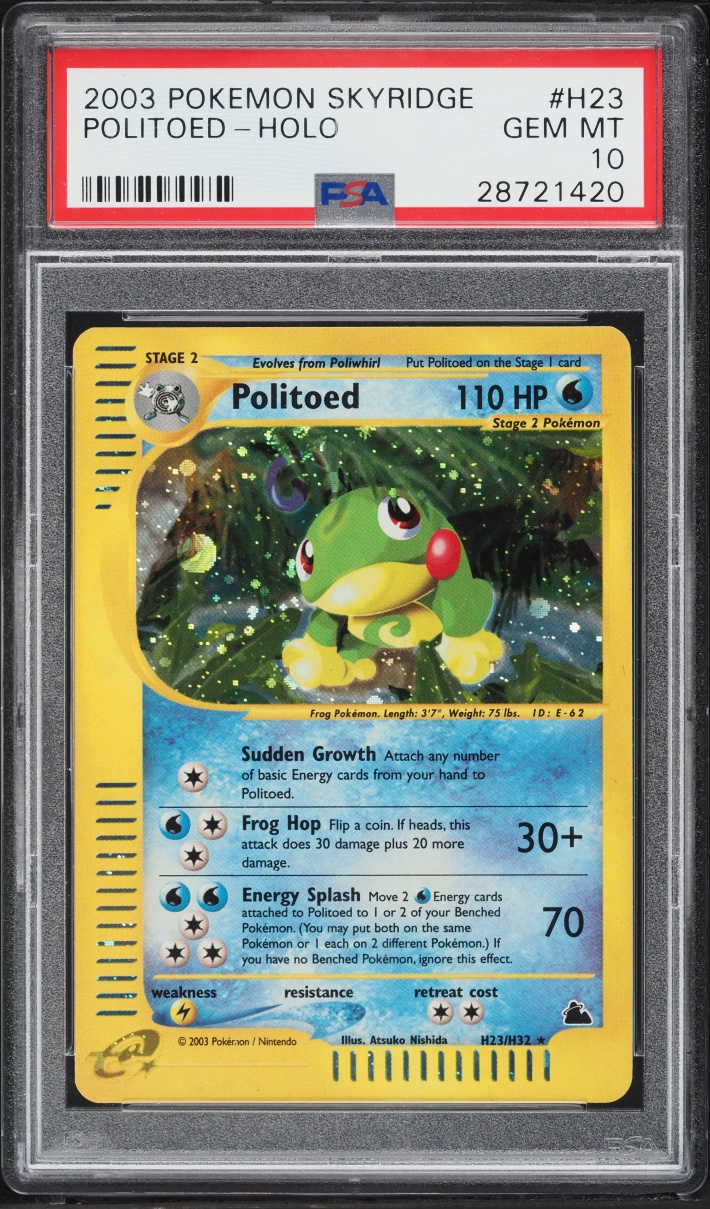 2003 Pokemon Skyridge Holo Politoed #H23 PSA 10 GEM MINT