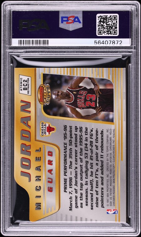 1996 Bowman's Best Cuts Atomic Refractor Die-Cut Michael Jordan #BC2 PSA 9 MINT